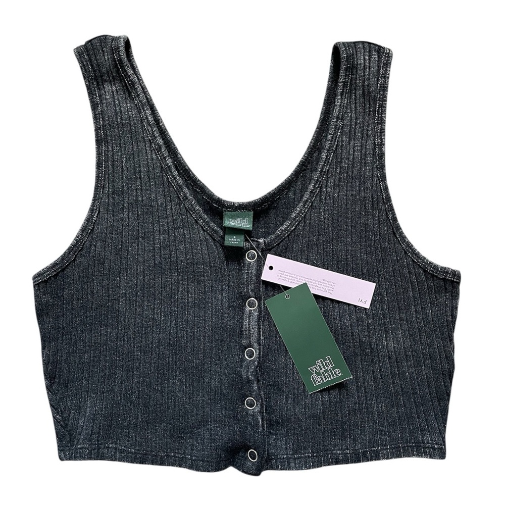 Wild Fable Black Ribbed Crop Top - Picture 3 of 5